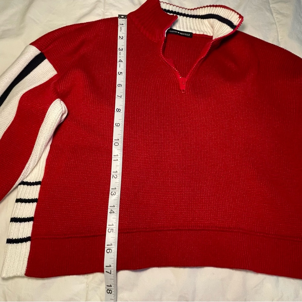 Rare Brandy Melville Red Cropped Quarter-zip Sweater Size L - Picture 7 of 14